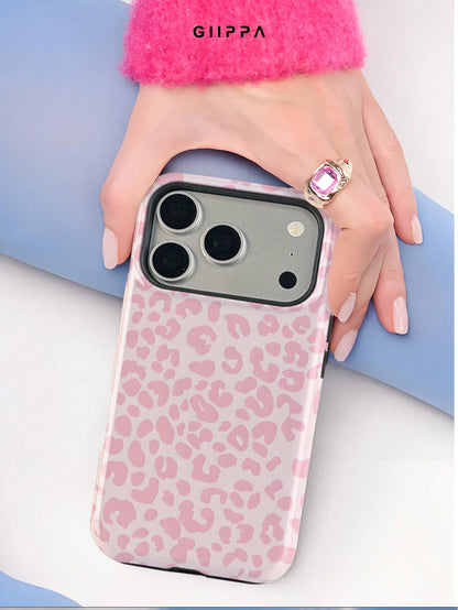 GIIPPA Cheetah,Leopard Print Pink Leopard Print 2-In-1 Anti-Fall Protective Phone Case, Suitable For IPhone 17, 16, 15, 14, 13, 12, 11, PRO MAX