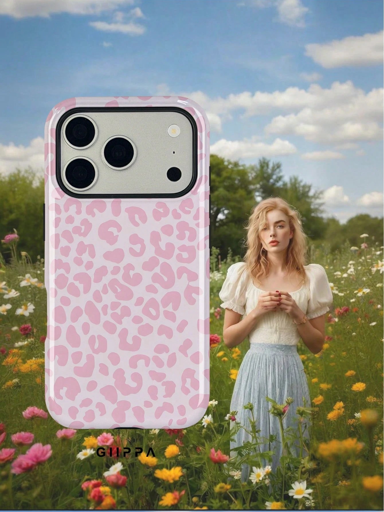 GIIPPA Cheetah,Leopard Print Pink Leopard Print 2-In-1 Anti-Fall Protective Phone Case, Suitable For IPhone 17, 16, 15, 14, 13, 12, 11, PRO MAX