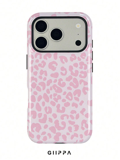 GIIPPA Cheetah,Leopard Print Pink Leopard Print 2-In-1 Anti-Fall Protective Phone Case, Suitable For IPhone 17, 16, 15, 14, 13, 12, 11, PRO MAX