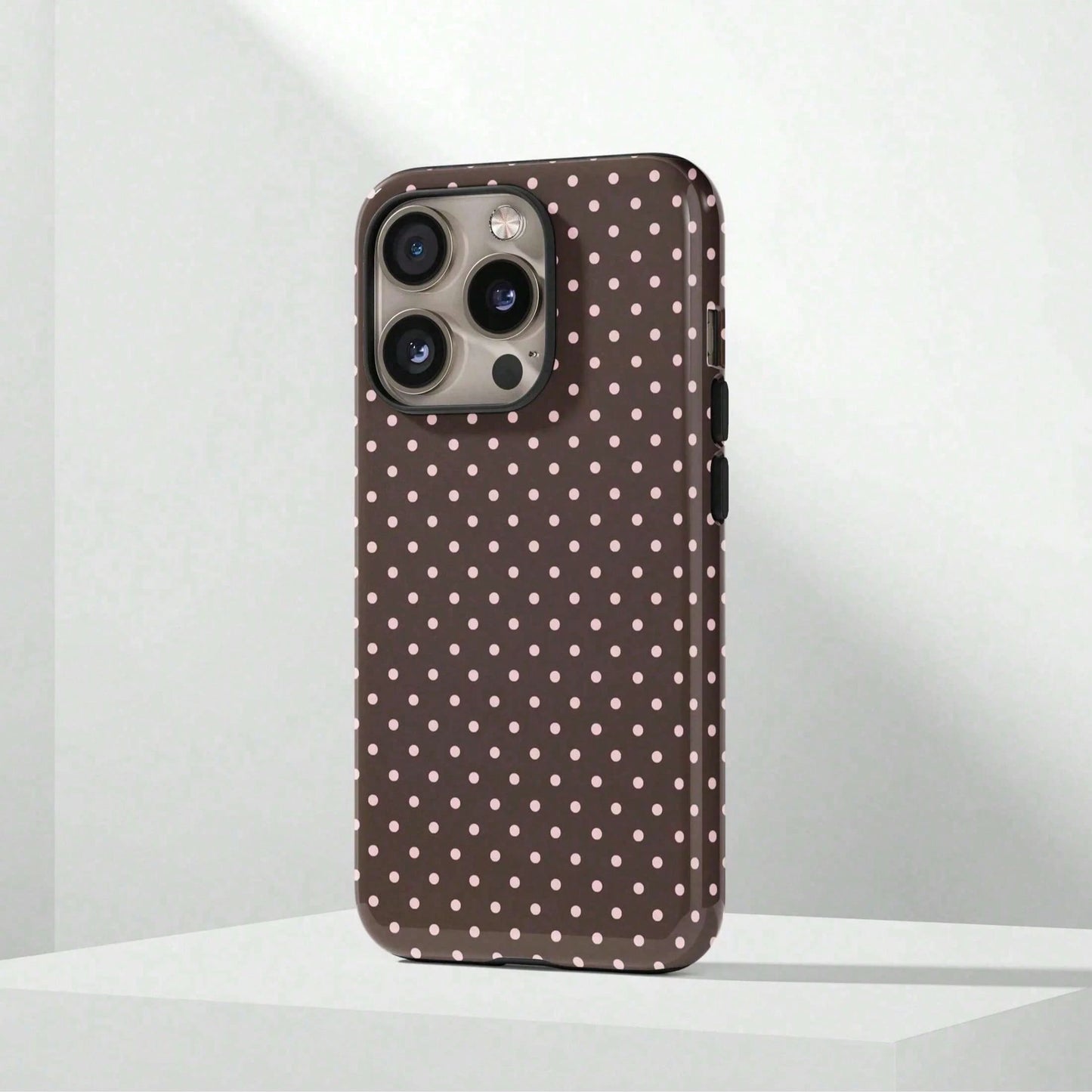 GIIPPA Pink Polka Dot Pattern Fashion Matte Burgundy Base 2-In-1 Phone Shockproof Case Compatible With IPhone 17, 17 Air, 16, 15, 14, 13, 12, 11, PRO MAX, And PLUS Elegant Design Suitable For Men Wome