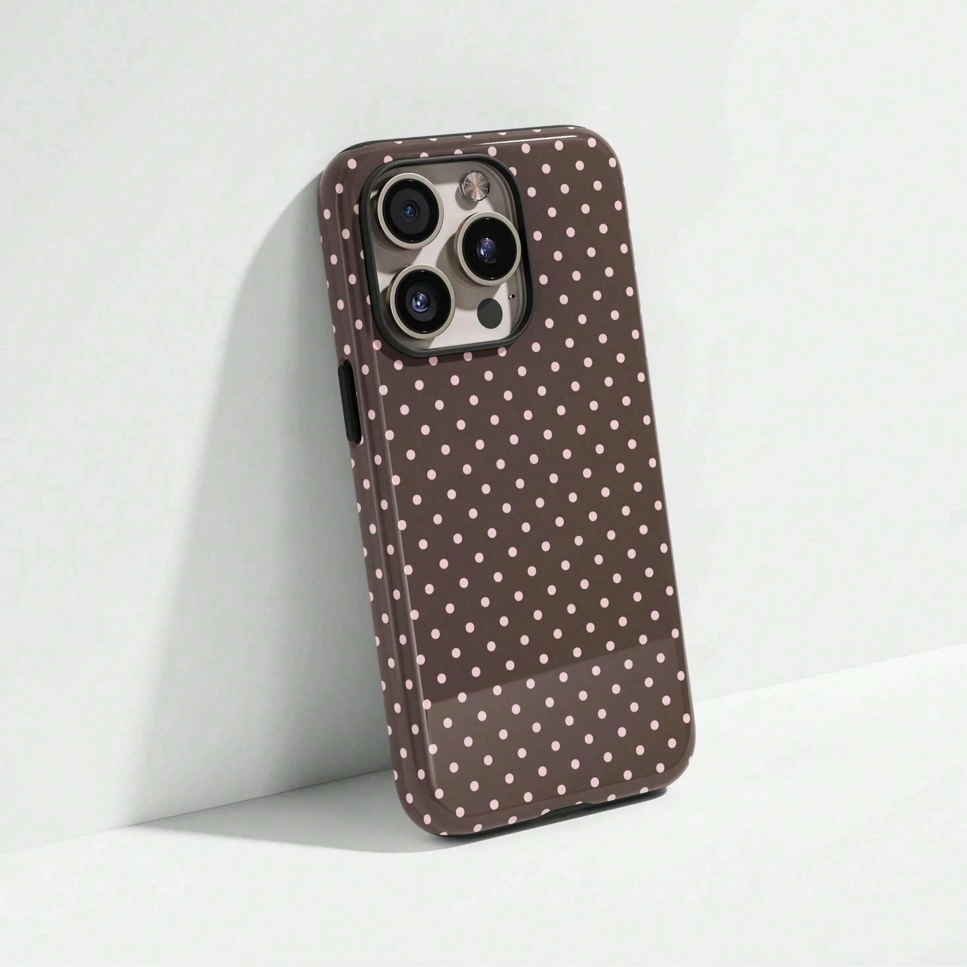 GIIPPA Pink Polka Dot Pattern Fashion Matte Burgundy Base 2-In-1 Phone Shockproof Case Compatible With IPhone 17, 17 Air, 16, 15, 14, 13, 12, 11, PRO MAX, And PLUS Elegant Design Suitable For Men Wome