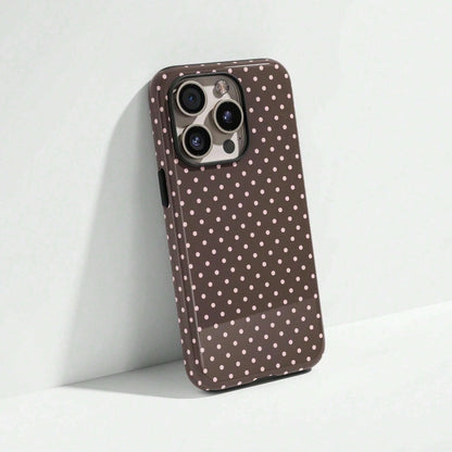 GIIPPA Pink Polka Dot Pattern Fashion Matte Burgundy Base 2-In-1 Phone Shockproof Case Compatible With IPhone 17, 17 Air, 16, 15, 14, 13, 12, 11, PRO MAX, And PLUS Elegant Design Suitable For Men Wome