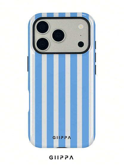 GIIPPA Pink Stripe Elements Fashion Matte Vertical Striped 2-In-1 Phone Case In Pink And Light Yellow Compatible With IPhone 16 15 14 13 12 11 PRO MAX PLUS Spring Pastel Birthday Gift