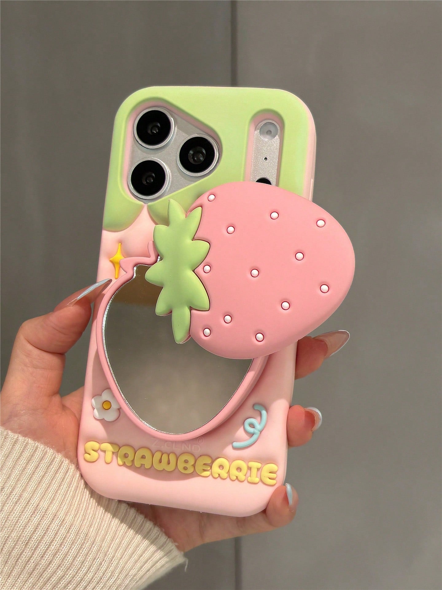 Girly 3D Strawberry Stand Phone Case Compatible With IPhone 17 Pro Max, 16 Pro Max, 15 Pro Max, 14 Pro Max, 13 Pro Max, 13, Creative Fresh Cute Silicone Shockproof Protective Cover
