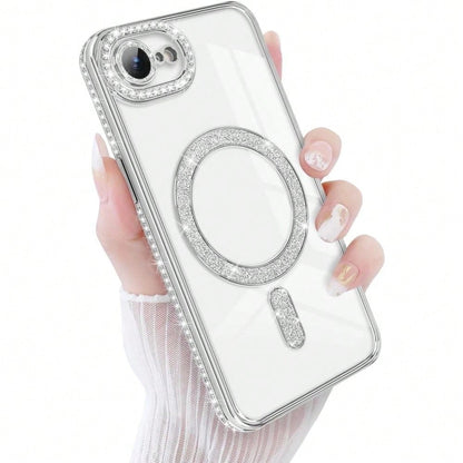 Gitter Diamond Transparent Phone Case, Compatible With IPhone 17 Pro Max 16 15 14 13 12 11 Pro 14 Plus 17 E, Supports Magnetic Wireless Charging, With Bumper Protection