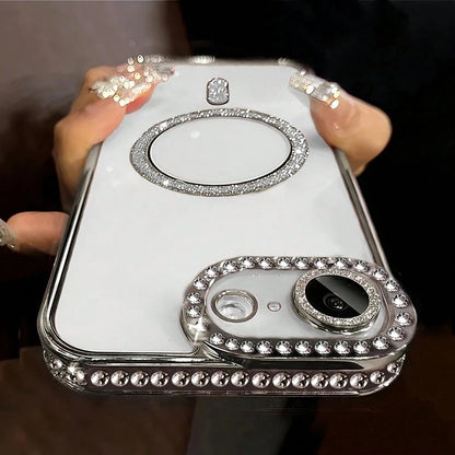 Gitter Diamond Transparent Phone Case, Compatible With IPhone 17 Pro Max 16 15 14 13 12 11 Pro 14 Plus 17 E, Supports Magnetic Wireless Charging, With Bumper Protection