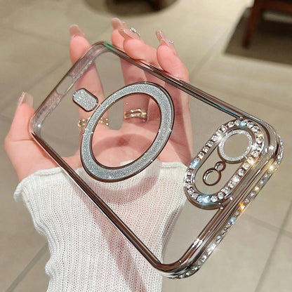 Gitter Diamond Transparent Phone Case, Compatible With IPhone 17 Pro Max 16 15 14 13 12 11 Pro 14 Plus 17 E, Supports Magnetic Wireless Charging, With Bumper Protection