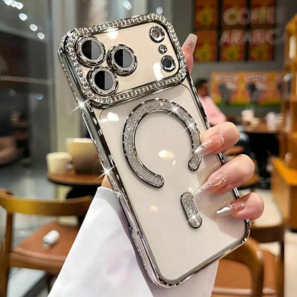 Gitter Diamond Transparent Phone Case, Compatible With IPhone 17 Pro Max 16 15 14 13 12 11 Pro 14 Plus 17 E, Supports Magnetic Wireless Charging, With Bumper Protection