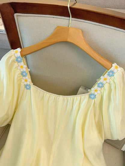 GlowEve CURVE Plus Size Woven Regular Fit Shirt With Embroidered Lace Trim Pastel Yellow Top Blouse Summer Yellow Babydoll Top Square Neck Blouse Cute Blouses Tops For Women Summer Cute Women's Tops F