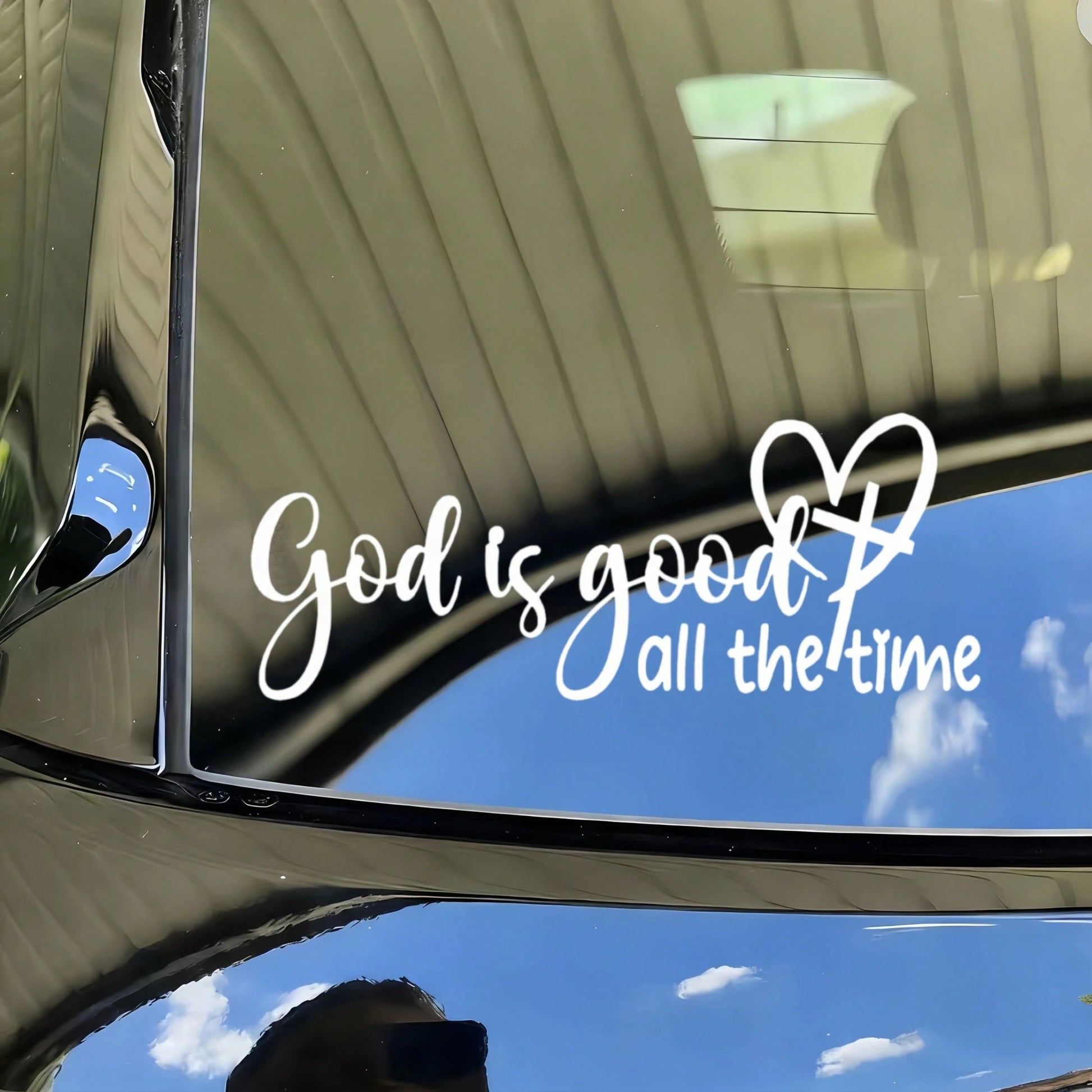 God Is Always Merciful- Christian Faith Bible Verse Sticker, Elegant Font And Heart Symbol, Durable Car Window Decal, Faith Expression, Faith Sticker