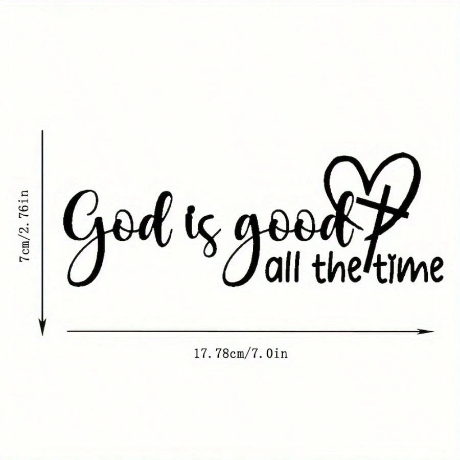 God Is Always Merciful- Christian Faith Bible Verse Sticker, Elegant Font And Heart Symbol, Durable Car Window Decal, Faith Expression, Faith Sticker