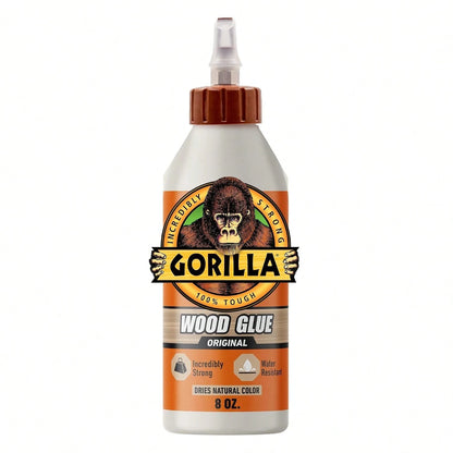 Gorilla Wood Glue, 8 Oz., Water Resistant PVA Wood Glue For Indoor &Amp; Outdoor Projects, Fast Clamp, Natural Color, Paintable &Amp; Sandable