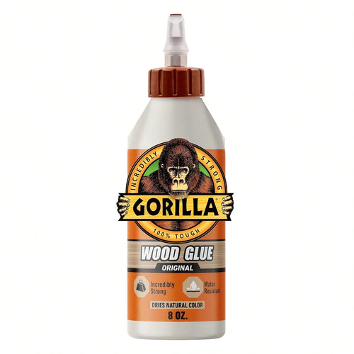 Gorilla Wood Glue, 8 Oz., Water Resistant PVA Wood Glue For Indoor &Amp; Outdoor Projects, Fast Clamp, Natural Color, Paintable &Amp; Sandable
