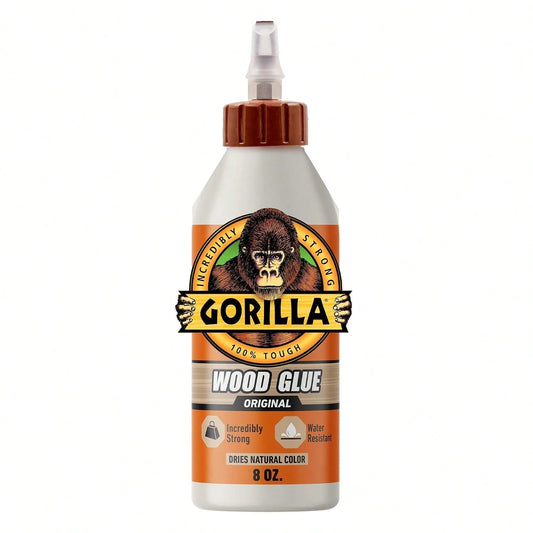 Gorilla Wood Glue, 8 Oz., Water Resistant PVA Wood Glue For Indoor &Amp; Outdoor Projects, Fast Clamp, Natural Color, Paintable &Amp; Sandable