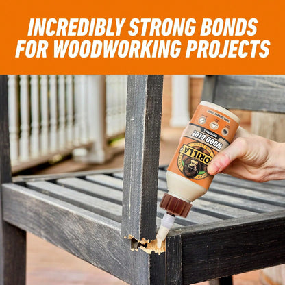 Gorilla Wood Glue, 8 Oz., Water Resistant PVA Wood Glue For Indoor &Amp; Outdoor Projects, Fast Clamp, Natural Color, Paintable &Amp; Sandable