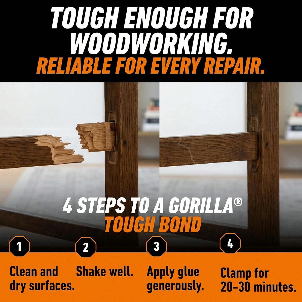 Gorilla Wood Glue, 8 Oz., Water Resistant PVA Wood Glue For Indoor &Amp; Outdoor Projects, Fast Clamp, Natural Color, Paintable &Amp; Sandable
