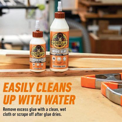 Gorilla Wood Glue, 8 Oz., Water Resistant PVA Wood Glue For Indoor &Amp; Outdoor Projects, Fast Clamp, Natural Color, Paintable &Amp; Sandable
