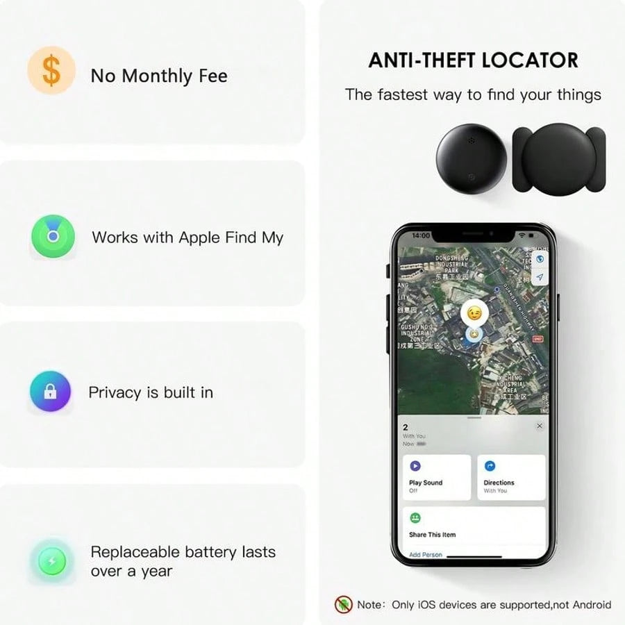 GPS Tracker For Car,Mini Trackers Device With Weatherproof Magnetic Case-No Monthly Fee-Best Hidden GPS Trackers,Anti-Lost Device,Works With Apple Find My Gift
