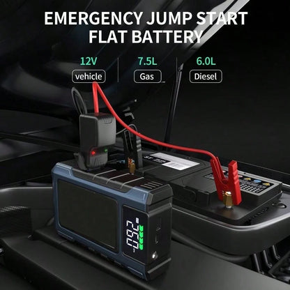 GRMA [4000A Peak| Portable] 4000A Peak Portable Tire Inflator| Car Jump Starter + Air Compressor All-In-One| 2.38G Gasoline, 1.98G, LED Light, USB Power Bank