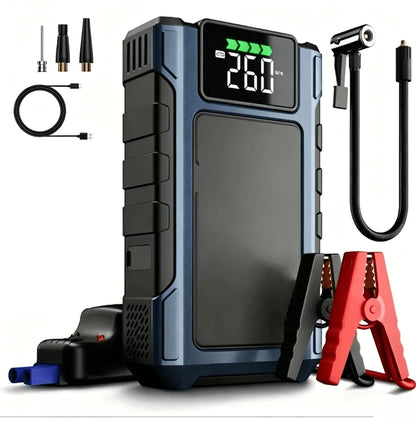 GRMA [4000A Peak| Portable] 4000A Peak Portable Tire Inflator| Car Jump Starter + Air Compressor All-In-One| 2.38G Gasoline, 1.98G, LED Light, USB Power Bank