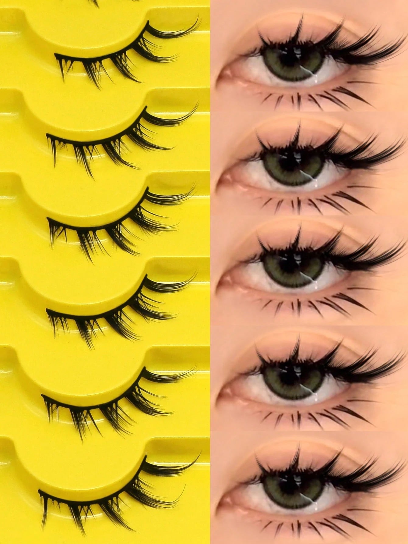 GROINNEYA 7 Pairs Cat Eye False Eyelashes, Natural Looking 3D Faux Mink Soft Anime Cosplay Thick False Lashes Extension (Y02) Strip Eyelashes, Eyelashes, False Eyelashes, Fake Eyelashes