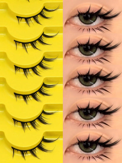 GROINNEYA 7 Pairs Cat Eye False Eyelashes, Natural Looking 3D Faux Mink Soft Anime Cosplay Thick False Lashes Extension (Y02) Strip Eyelashes, Eyelashes, False Eyelashes, Fake Eyelashes
