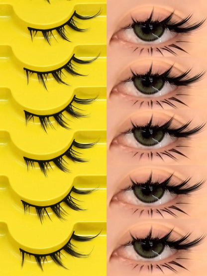 GROINNEYA 7 Pairs Cat Eye False Eyelashes, Natural Looking 3D Faux Mink Soft Anime Cosplay Thick False Lashes Extension (Y02) Strip Eyelashes, Eyelashes, False Eyelashes, Fake Eyelashes