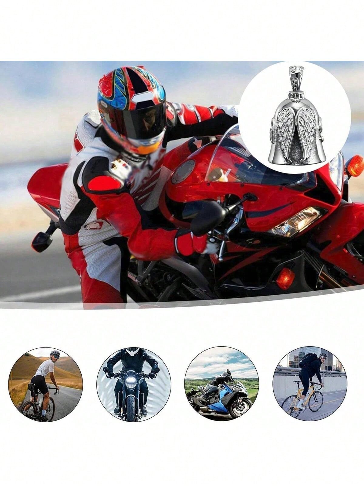 Guardian Angel Motorcycle Bell, Good Luck Bell Keychain, Driving Safety Pendant Accessory, Lead-Free Tin Motorcycle Bell, Good Luck Gift, Suitable For Men And Women, Protect Riding Safety