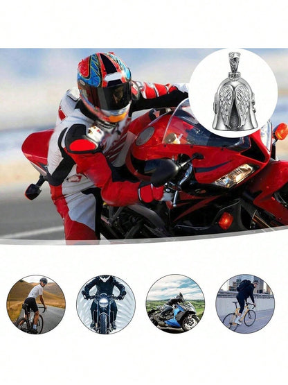 Guardian Angel Motorcycle Bell, Good Luck Bell Keychain, Driving Safety Pendant Accessory, Lead-Free Tin Motorcycle Bell, Good Luck Gift, Suitable For Men And Women, Protect Riding Safety
