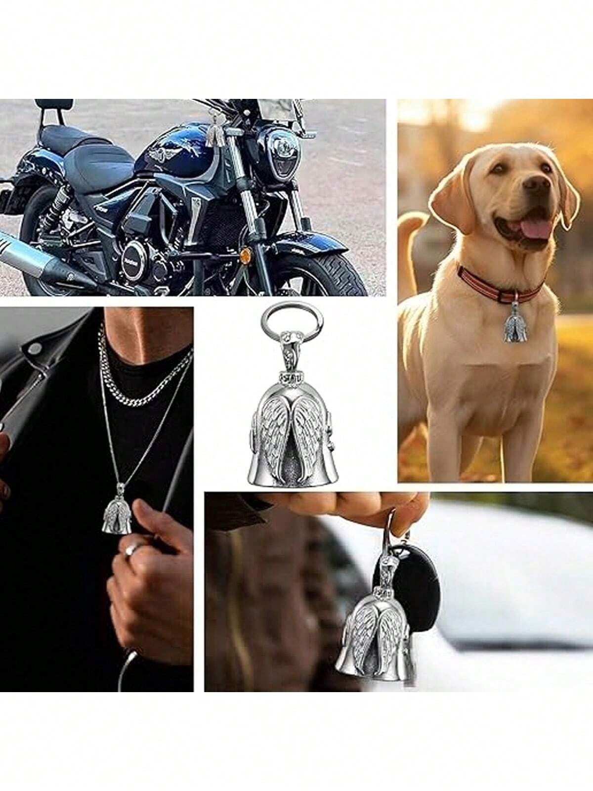Guardian Angel Motorcycle Bell, Good Luck Bell Keychain, Driving Safety Pendant Accessory, Lead-Free Tin Motorcycle Bell, Good Luck Gift, Suitable For Men And Women, Protect Riding Safety