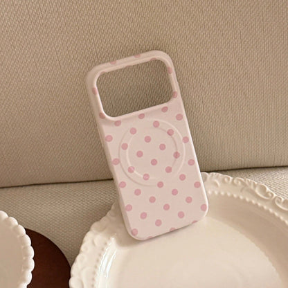 GUCADI INS Style Minimalist Sweet Polka Dot Phone Case, Suitable For IPhone 17, 17 Pro Max, 16, 15 Soft Case, 13, With Starry Sky Film Magnetic Stand, Personalized, Girly, Creative, Minimalist Style