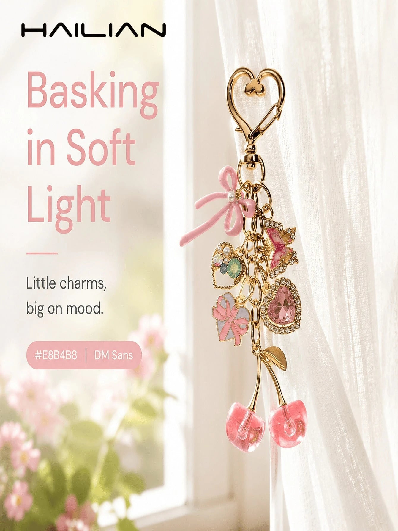 HAILIAN This Alloy Heart-Shaped Clasp Is Decorated With Bow, Heart, Butterfly And Cherry Patterns, Elegant And Exquisite, Can Be Used As A Women's Handbag Charm/Wallet Charm/Keychain. Suitable For Dec