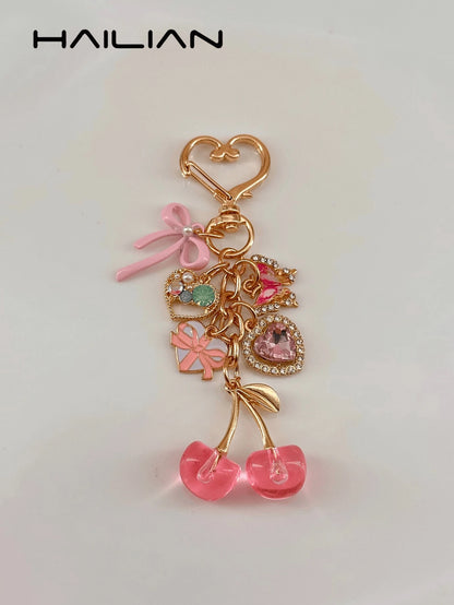 HAILIAN This Alloy Heart-Shaped Clasp Is Decorated With Bow, Heart, Butterfly And Cherry Patterns, Elegant And Exquisite, Can Be Used As A Women's Handbag Charm/Wallet Charm/Keychain. Suitable For Dec