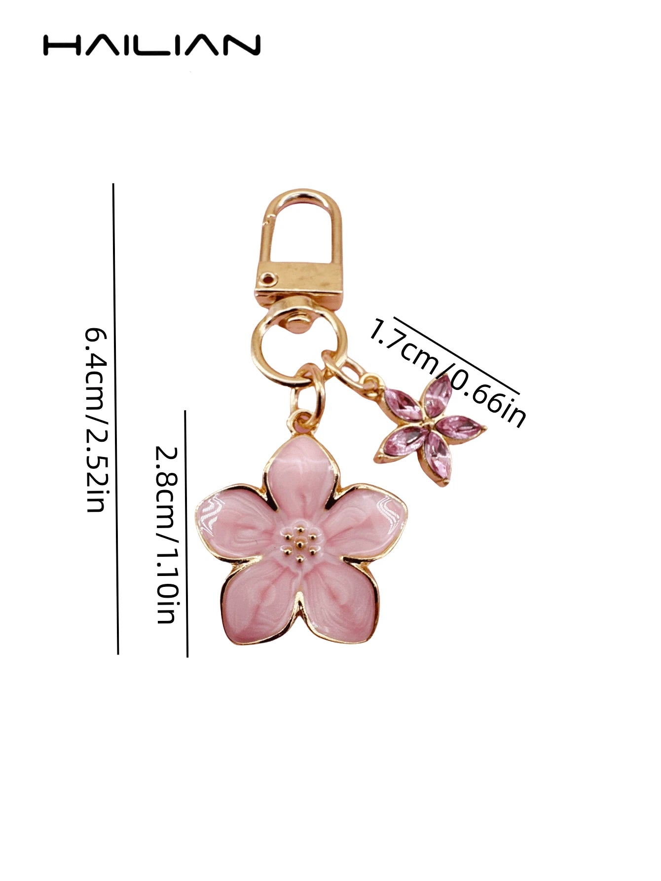 HAILIAN This Lightweight And Elegant Sakura-Shaped Keychain Is Made Of Alloy Material, Designed Specifically For Women, And Features A 5-Petal Small Flower As A Bag Charm. A Travel Accessory, It Can B
