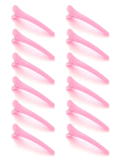 Hair Clips For Styling, 12 PCS Non-Slip Black Plastic Duckbill Alligator Hair Barrettes Pins For Wo