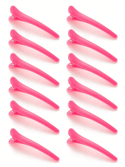 Hair Clips For Styling, 12 PCS Non-Slip Black Plastic Duckbill Alligator Hair Barrettes Pins For Wo