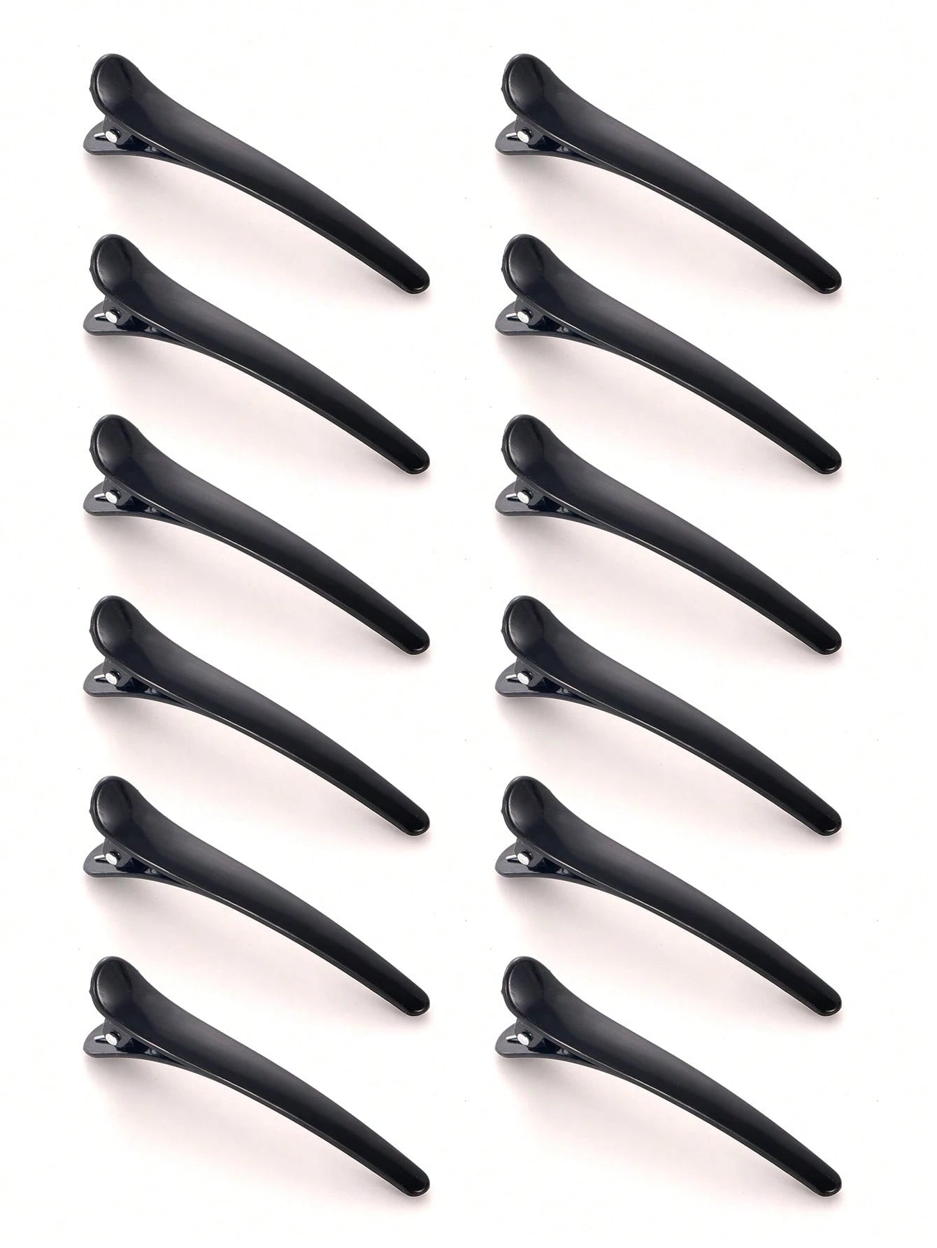 Hair Clips For Styling, 12 PCS Non-Slip Black Plastic Duckbill Alligator Hair Barrettes Pins For Wo