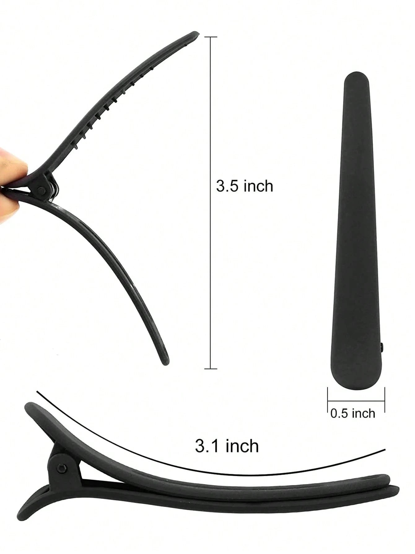 Hair Clips For Styling, 12 PCS Non-Slip Black Plastic Duckbill Alligator Hair Barrettes Pins For Wo
