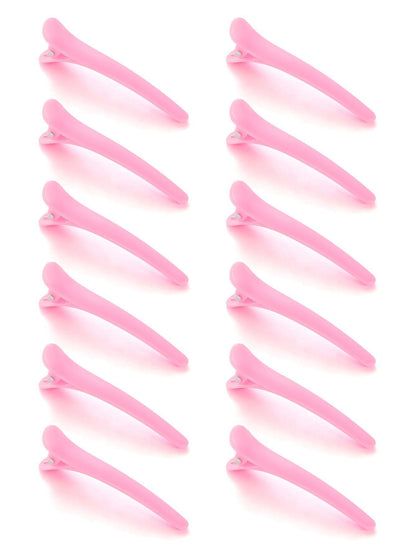 Hair Clips For Styling, 12 PCS Non-Slip Black Plastic Duckbill Alligator Hair Barrettes Pins For Wo