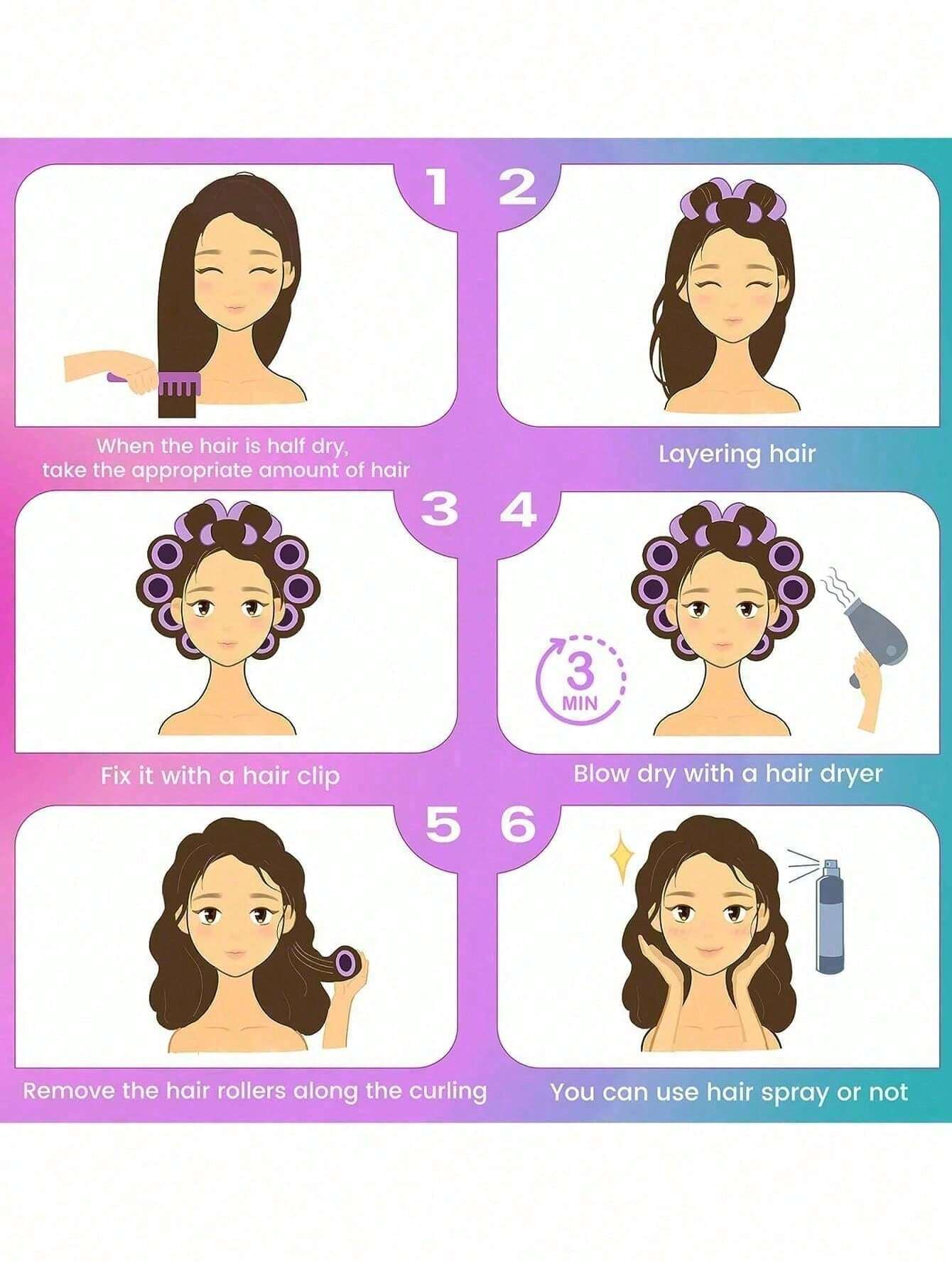 Hair Curlers With Clips, Self-Gripping Curling Tool, Suitable For Long/Medium/Short Hair And Bangs, DIY Curling Tool (Includes 12 Large Curlers + 6 Clips)
