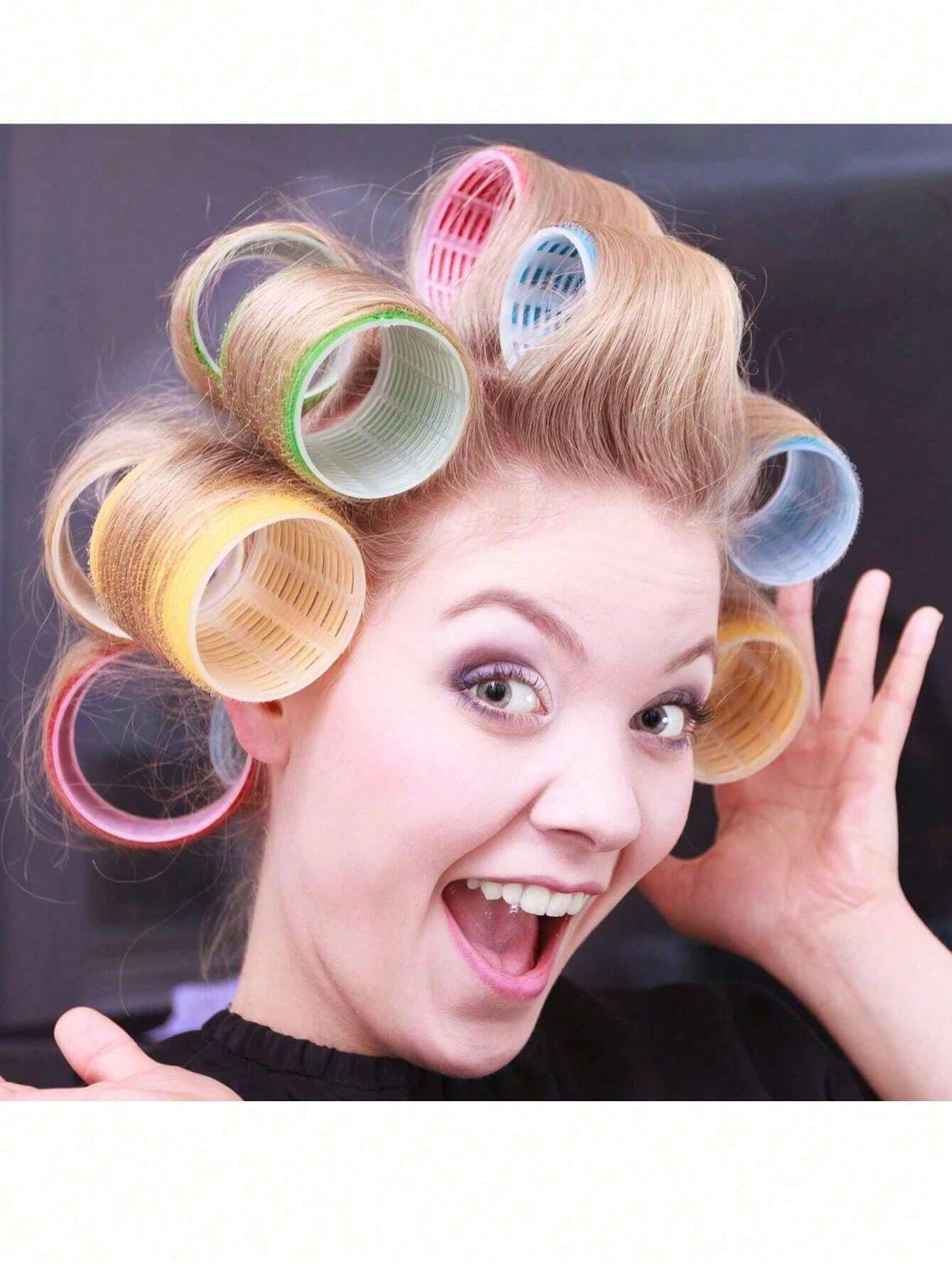 Hair Curlers With Clips, Self-Gripping Curling Tool, Suitable For Long/Medium/Short Hair And Bangs, DIY Curling Tool (Includes 12 Large Curlers + 6 Clips)