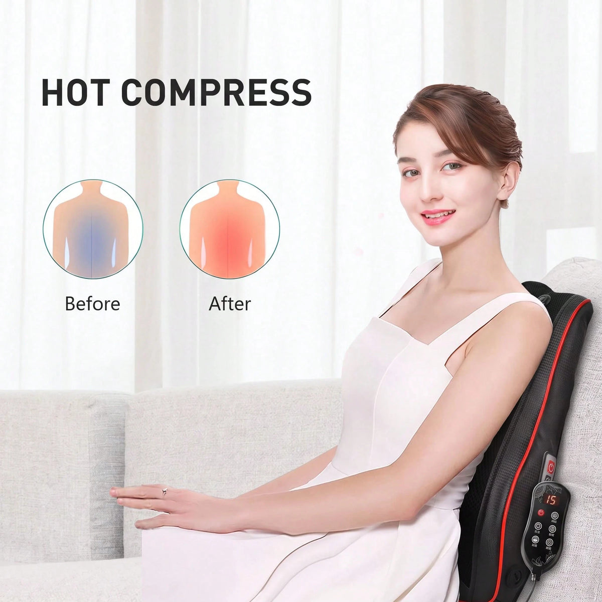 HanTai Back Massager With Heat, Neck Massager For Pain Deep Tissue 3D Neck Kneading Massage Pillow For Shoulder, Leg, Body Relaxation At Home, Office, Gifts For Women Men