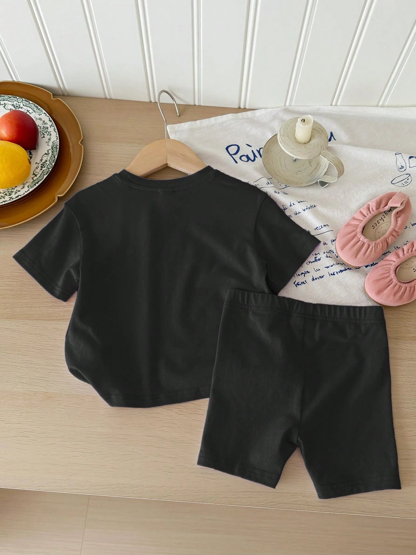 Happikins Baby Girl White Summer Casual In My Toddler Era Graphic Letter Print Loose Crew Neck T-Shirt And Tight Shorts Set,Vacation Clothes