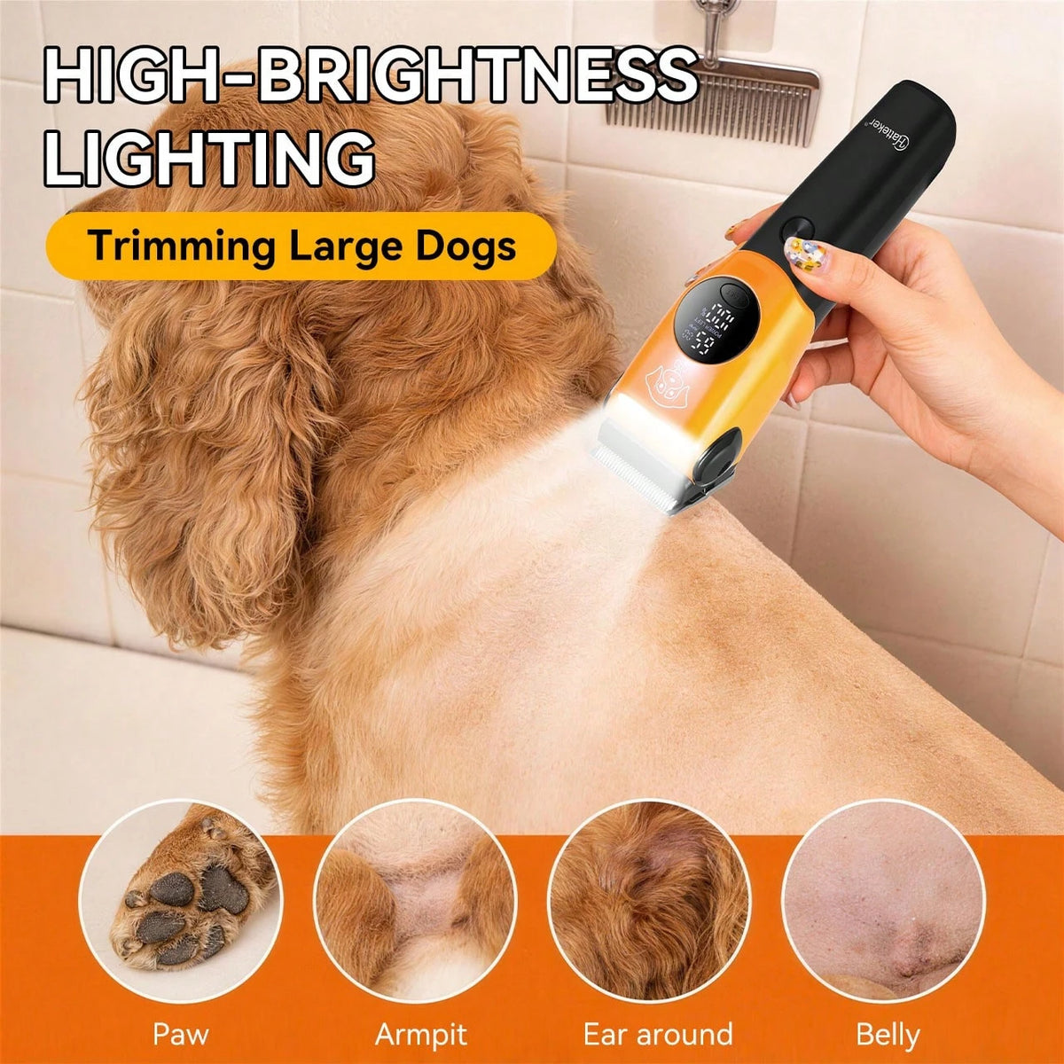 Hatteker 1pc Pet Hair Clipper For Large Dogs And Cats, USB Rechargeable Adjustable Speed Grooming Trimmer For Pet Shop