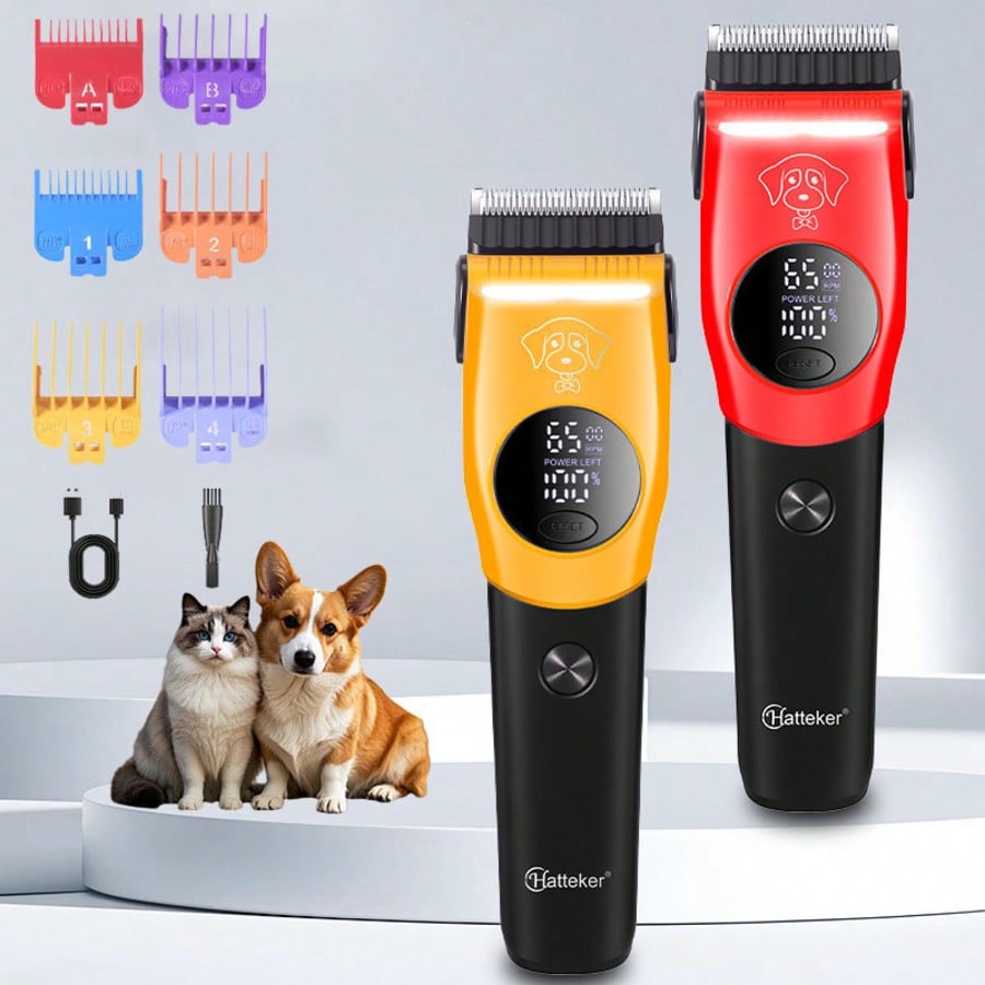 Hatteker 1pc Pet Hair Clipper For Large Dogs And Cats, USB Rechargeable Adjustable Speed Grooming Trimmer For Pet Shop