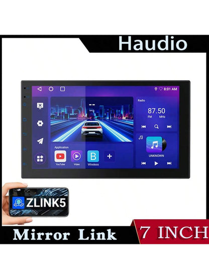 Haudio 2G 32G Android Double Din Car Stereo Carplayer, 7 Inch Touchscreen Car Radio 2 Din With GPS Navigation Wireless FM HiFi WiFi USB Android Auto Mirror Link + AHD Backup Camera