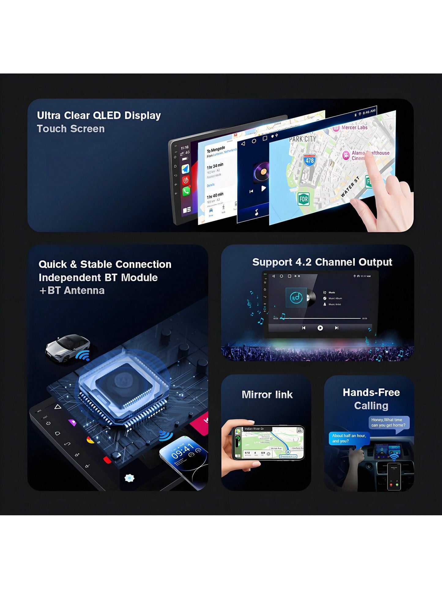 Haudio 2G 32G Android Double Din Car Stereo Carplayer, 7 Inch Touchscreen Car Radio 2 Din With GPS Navigation Wireless FM HiFi WiFi USB Android Auto Mirror Link + AHD Backup Camera