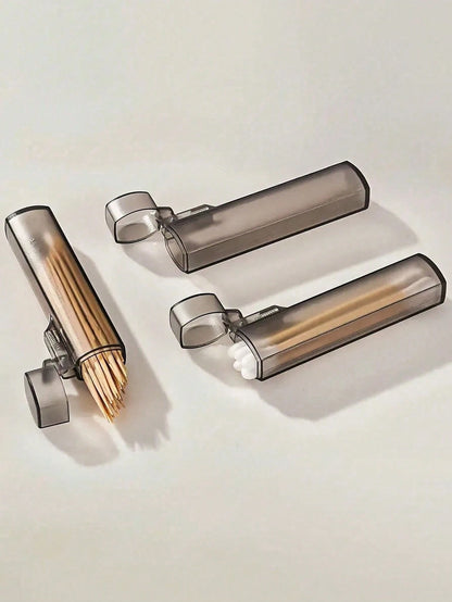 Haus Hana 3pcs Portable Transparent Toothpick & Swab Holder – Leak-Proof Travel Storage Tubes
