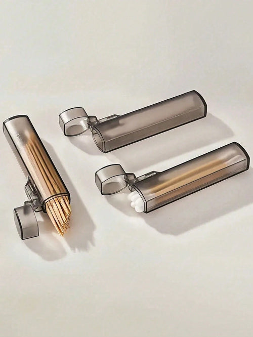 Haus Hana 3pcs Portable Transparent Toothpick & Swab Holder – Leak-Proof Travel Storage Tubes