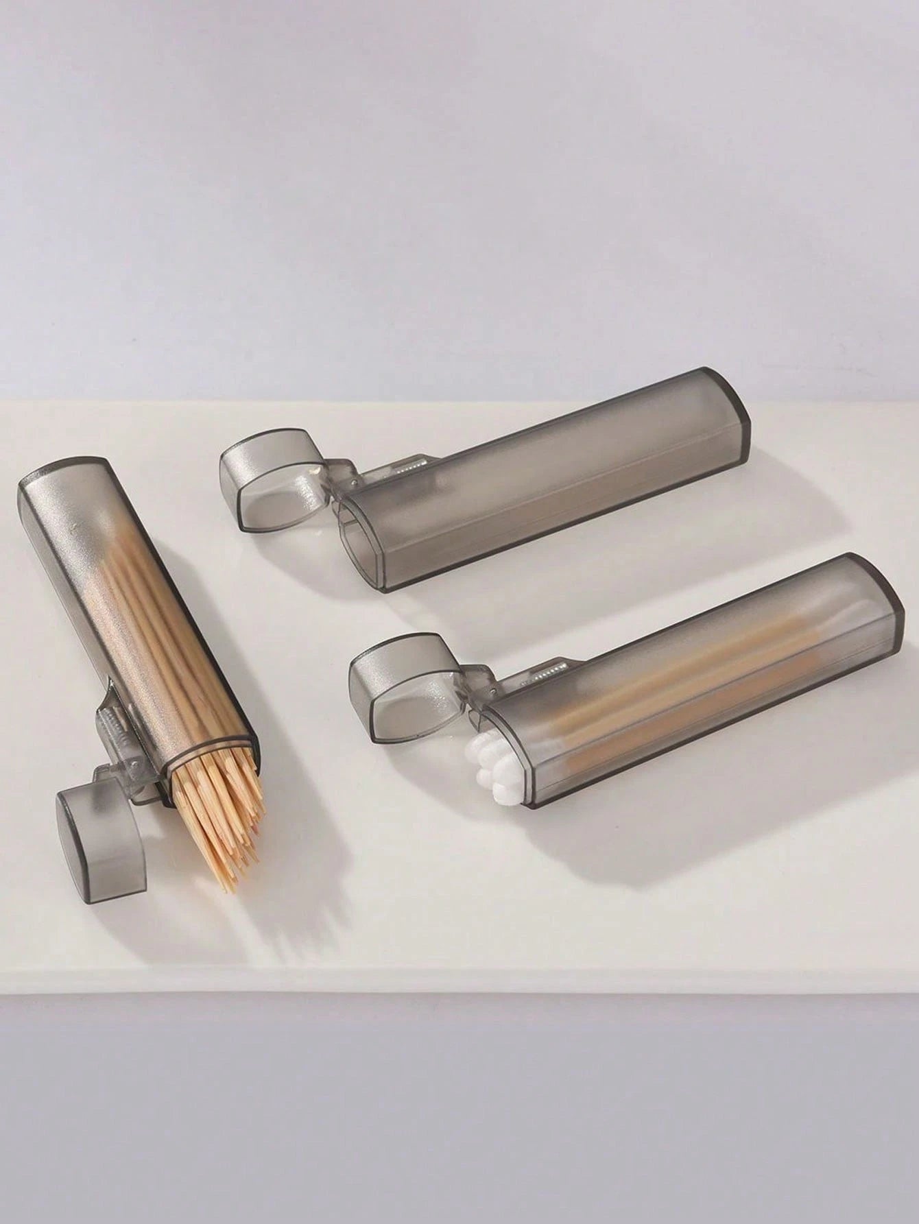 Haus Hana 3pcs Portable Transparent Toothpick & Swab Holder – Leak-Proof Travel Storage Tubes